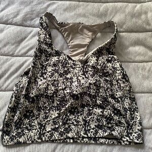 Aerie Black and White Crop Cut Out Tank Top